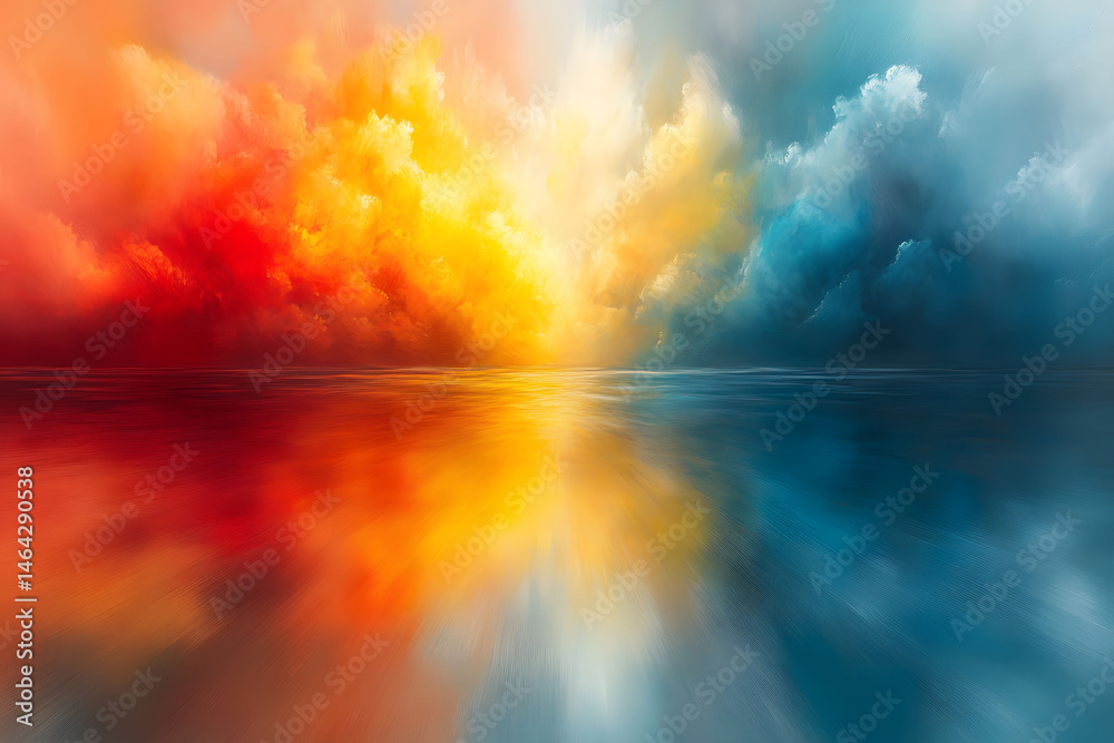 Vibrant Colorful Clouds Reflecting on Water Surface - Abstract Nature Concept