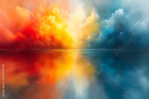 Vibrant Colorful Clouds Reflecting on Water Surface - Abstract Nature Concept