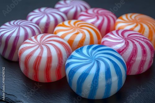 Colorful Striped Candy Pieces - Sweet Confectionery for Holiday Decor and Branding