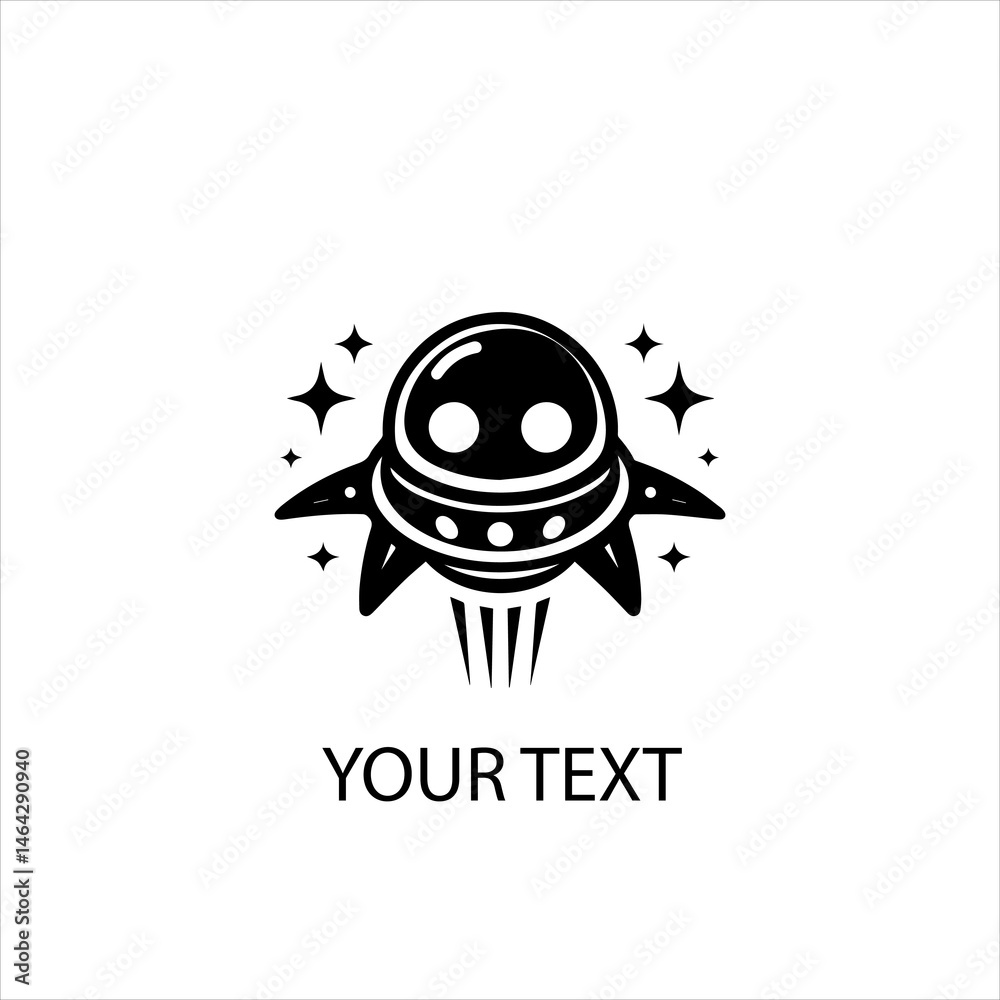 Obraz premium Spaceship Vector Logo Silhouette Isolated on White Background