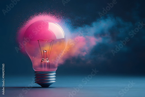 Creative Innovation Concept with Colorful Light Bulb Against Dark Background for Design Inspiration
