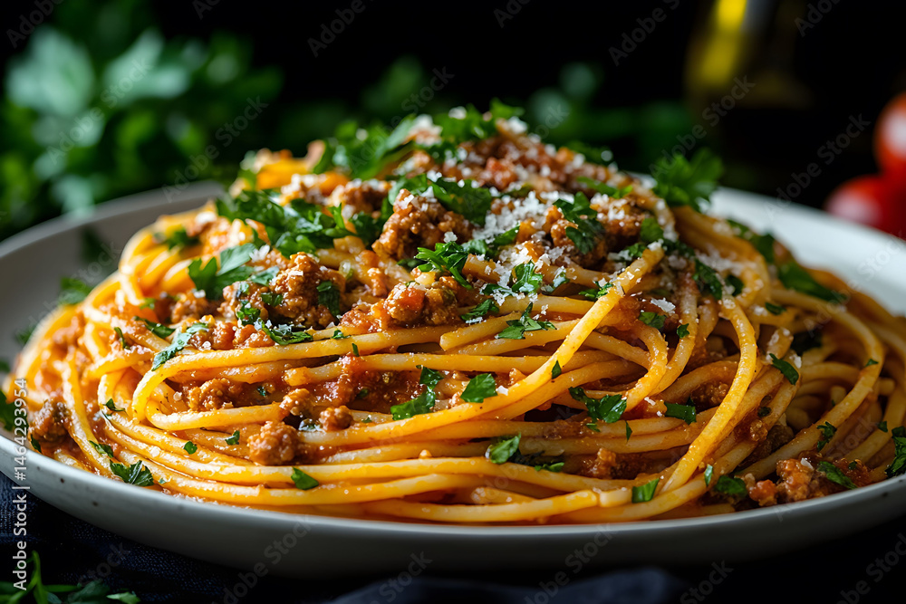 Spaghetti Bolognese with Fresh Herbs - Italian Culinary Delight for Food Lovers and Recipe Inspiration