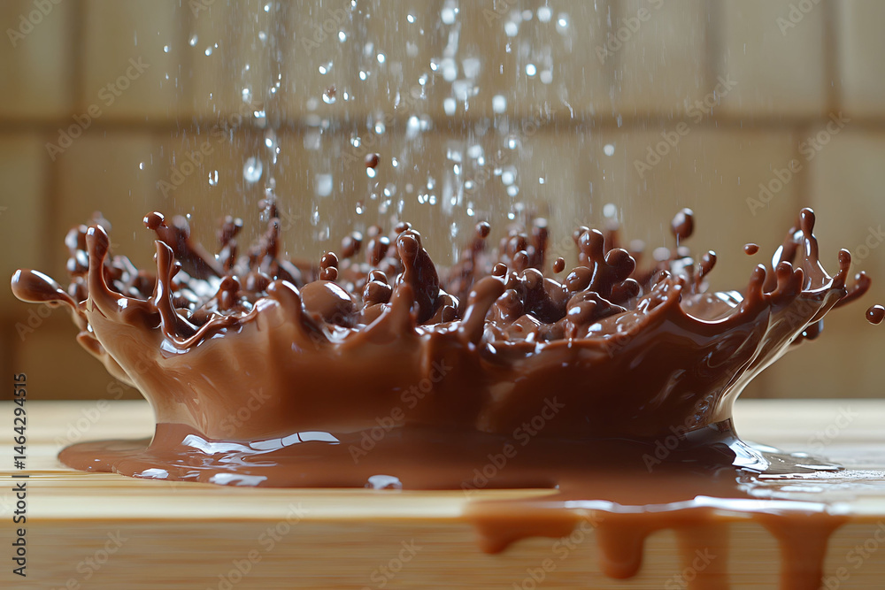Splashing Milk Chocolate Droplets for Sweet Dessert Art and Design Concepts