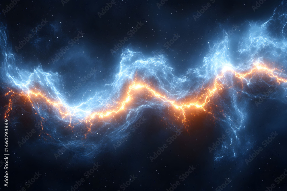 Cosmic Lightning in Nebula: Vibrant Space Colors and Galactic Beauty for Science Visualization