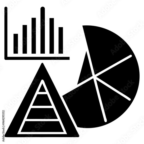 Data visualization charts and graphs for business intelligence and reporting analysis presentation design isolated on transparent background