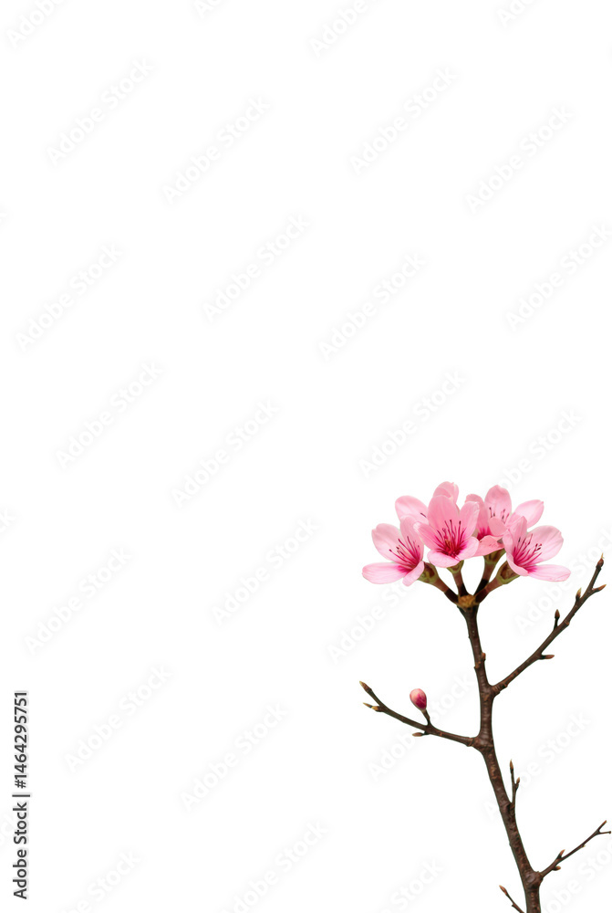 Small and Understated Cluster of Pink Cherry Blossoms Against a Light Background Small and Understated Cluster of Pink Cherry Blossoms Against a Light Background