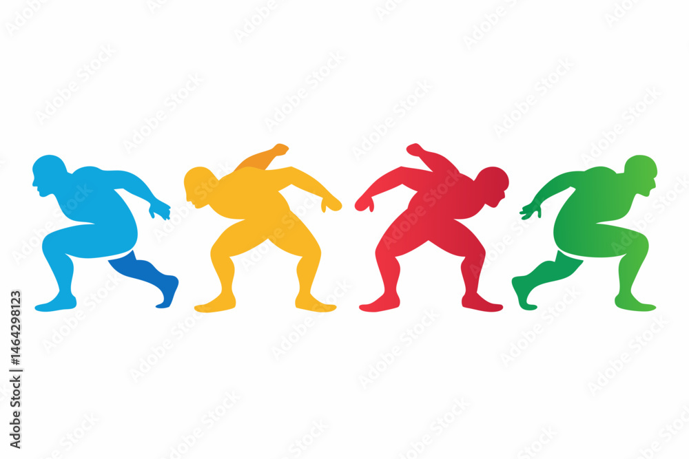 set of Wrestling silhouette vector illustration set of Wrestling silhouette vector illustration