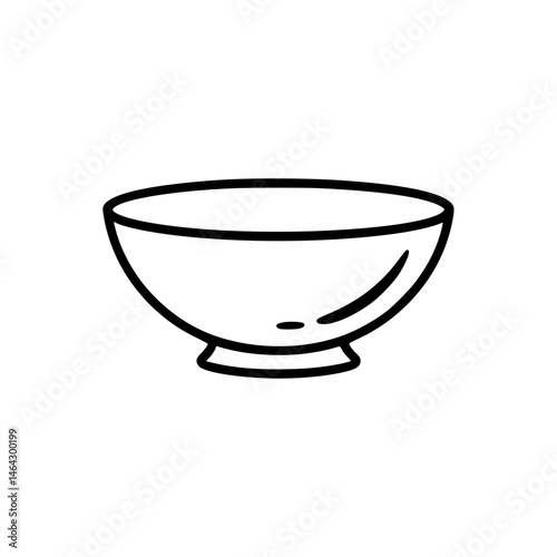 Minimalist outline shape of an empty round bowl in black