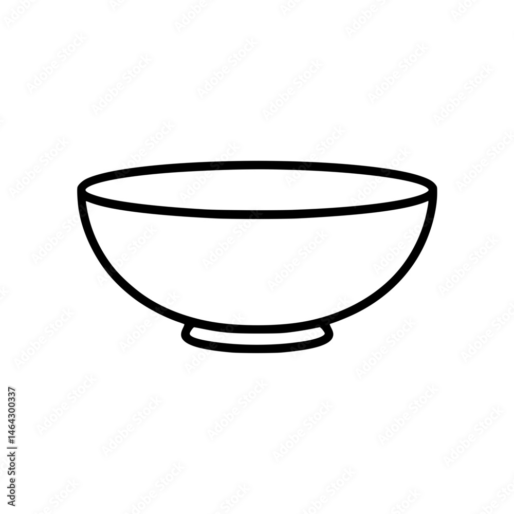 Minimalist outline shape of an empty round bowl in black Minimalist outline shape of an empty round bowl in black