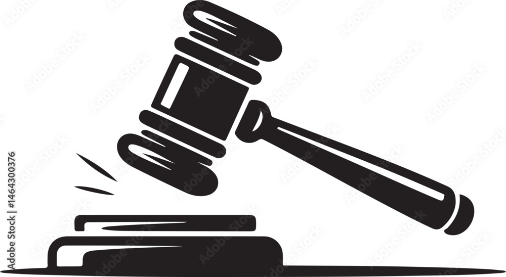 Judge's Gavel Silhouette Vector Illustration for Law, Justice, and Legal-Themed Designs Featuring Court Hammer Icon Judge's Gavel Silhouette Vector Illustration for Law, Justice, and Legal-Themed Designs Featuring Court Hammer Icon