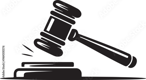 Judge's Gavel Silhouette Vector Illustration for Law, Justice, and Legal-Themed Designs Featuring Court Hammer Icon