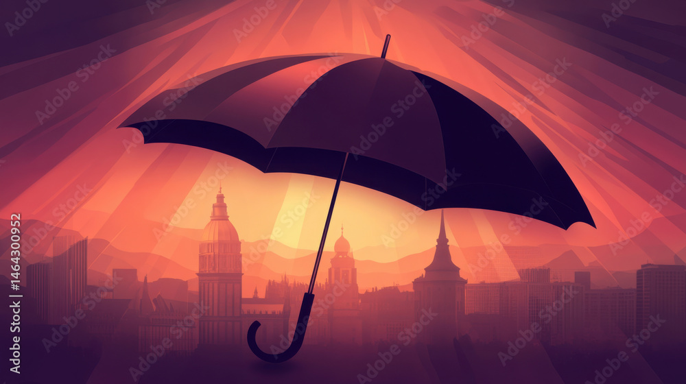 Giant reflective umbrella covering part of the Earth, climate control ambition and arrogance