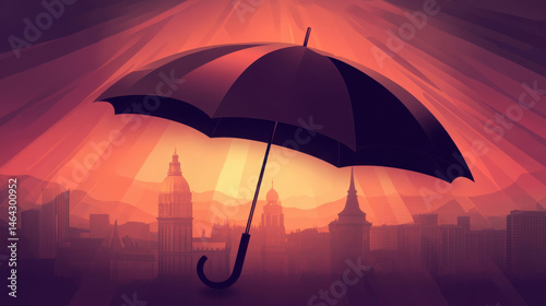 Obraz na płótnie Giant reflective umbrella covering part of the Earth, climate control ambition and arrogance w salonie