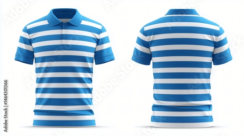 Blue and white stripe polo for your design mockup	