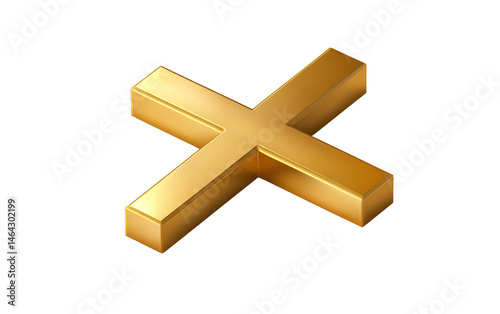 A golden cross icon, transparent background PNG