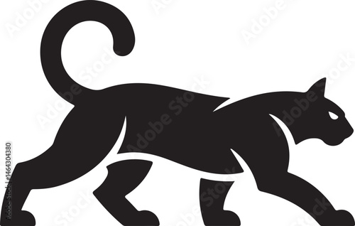 Sleek Panther Silhouette in Prowl for Wildcat and Jungle Predator Art