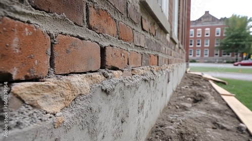 Wallpaper Mural Brick wall construction underway with visible mortar layers between bricks Torontodigital.ca