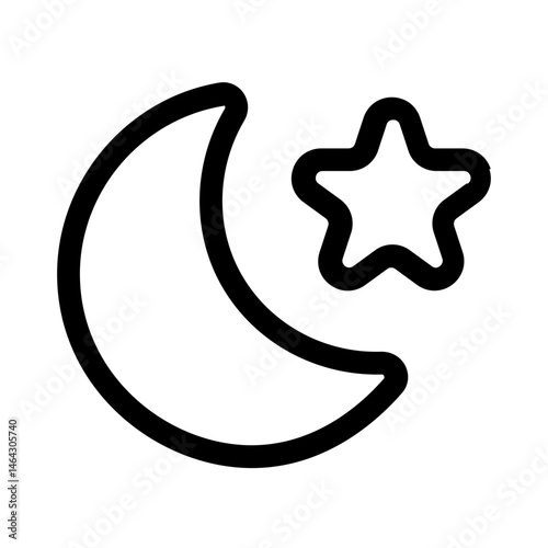 moon star icon with line style, perfect for user interface projects