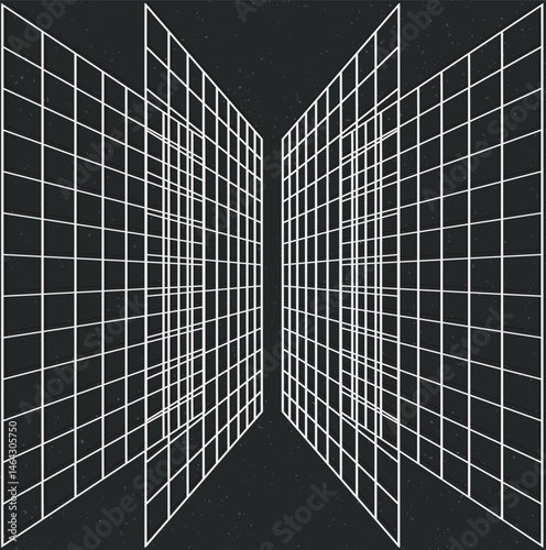 Perspective Grid Tunnel Retro Cyberpunk Pathway to Another Dimension