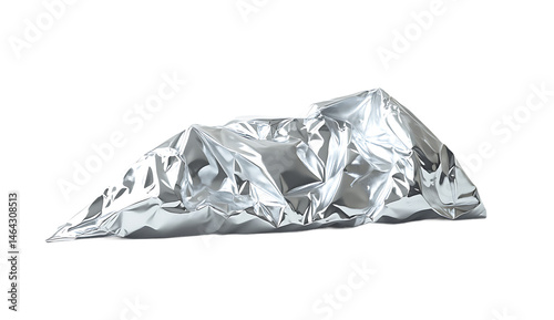 Silver Crumpled Metallic Sheet with Smooth Texture