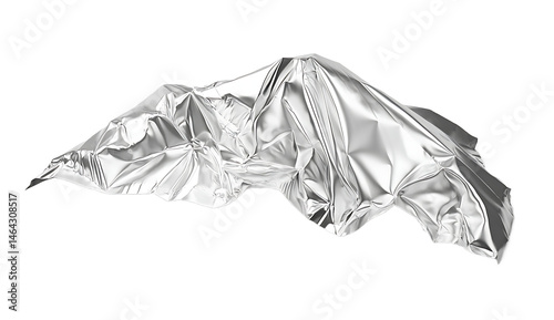 Crumpled Aluminum Foil Texture on Transparent Background