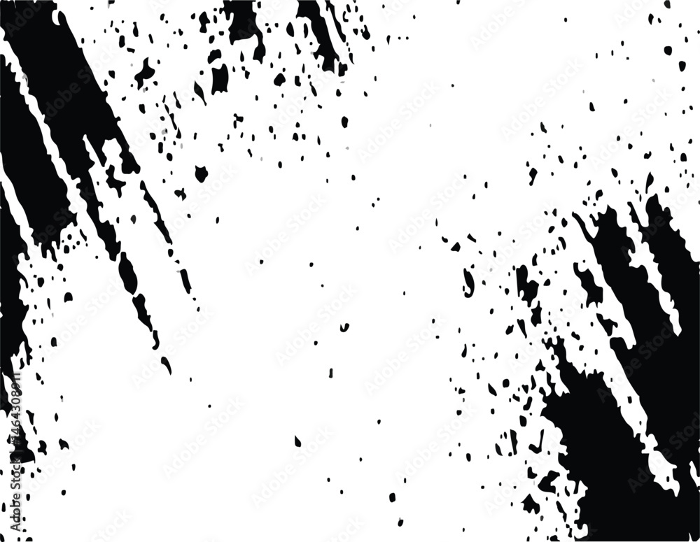Obraz premium Monochrome Grunge Background. Abstract Black and White Texture with Scratched Lines, Spots and Blobs for Web Applications, Banner, overlay textures with dust grain isolated on white background. 