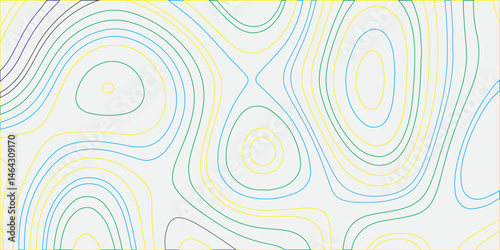Topographic map with yellow, light blue, and light green contour lines on a light gray background.
