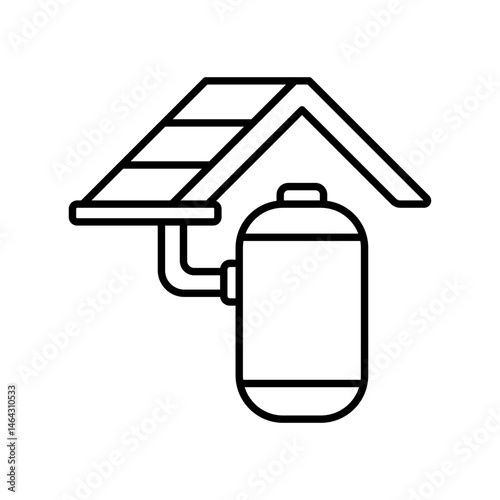 Rainwater harvesting icon with editable stroke for eco-friendly water collection and home sustainability