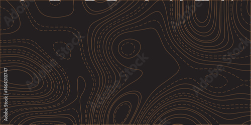 "Create a seamless dark topographic background with fine, contour-style elevation lines in a warm copper or bronze hue. The pattern should feature organic, flowing curves and concentric shapes, evokin