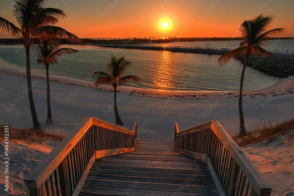 Fototapeta premium Sunrise over tranquil beach (1)