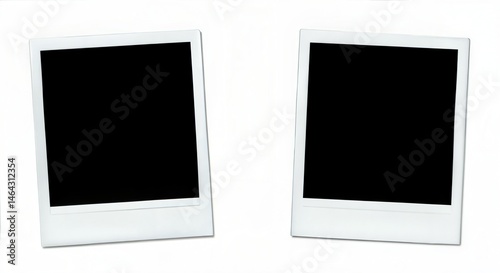 Two blank polaroid photo frames isolated on white background for design and mockup purposes