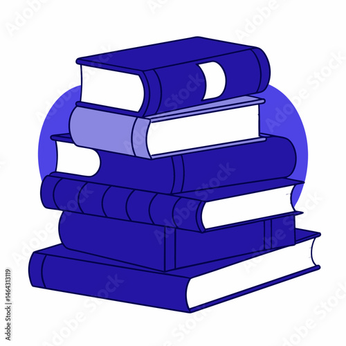 Illustration of a stack of books in a colorful design on a minimalistic background