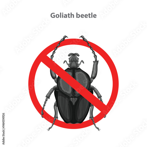 No Goliath beetle sign. A warning sign indicating the prohibition of a Goliath beetle.