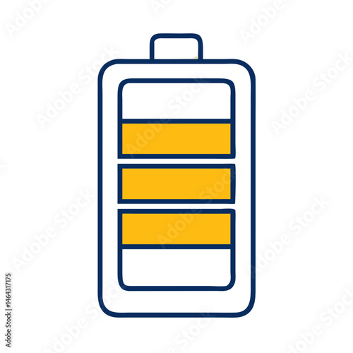 Illustration of a battery icon with a colorful charging indicator on a white background