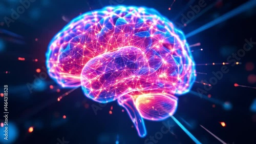 Glowing 3D Holographic Brain Pulses with Energy and Neural Activity
