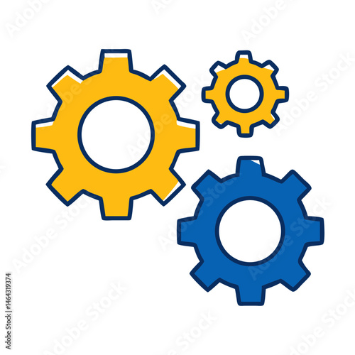 Gear icon set in a simple and modern design representing mechanics and engineering