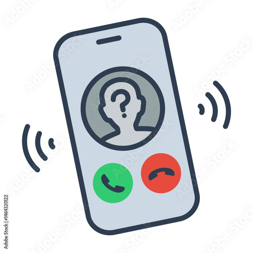 Unknown caller flat icon, symbolizing suspicious or unidentified phone calls