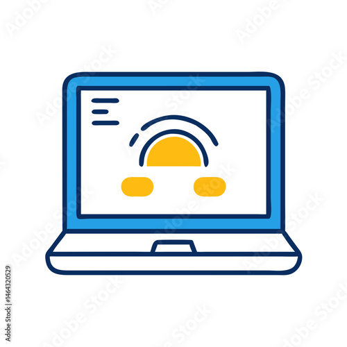Laptop icon displaying a speedometer in a simple and modern design representing technology and performance