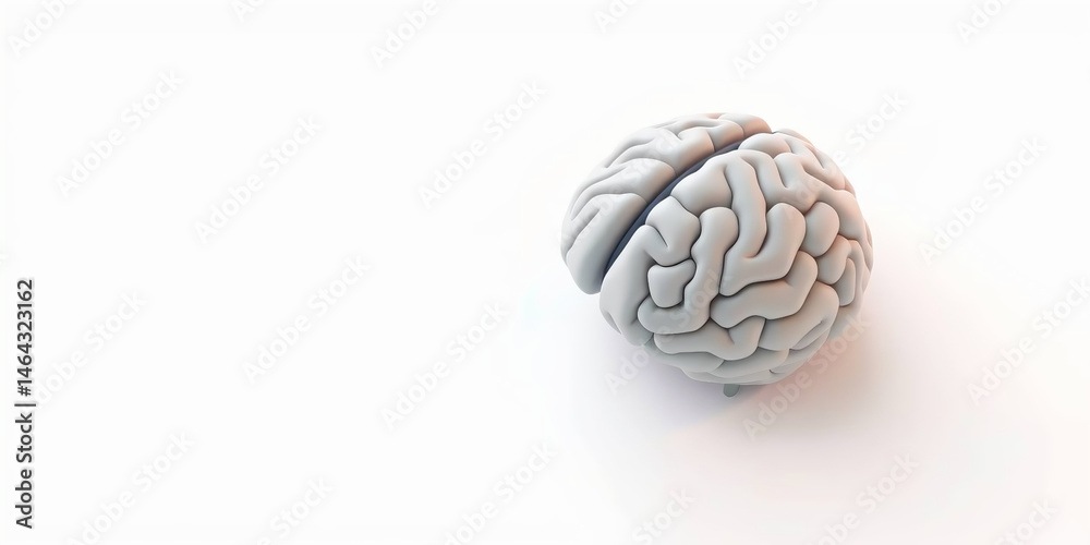 a stylized representation of a human brain on the right side, set against a clean, white background a stylized representation of a human brain on the right side, set against a clean, white background