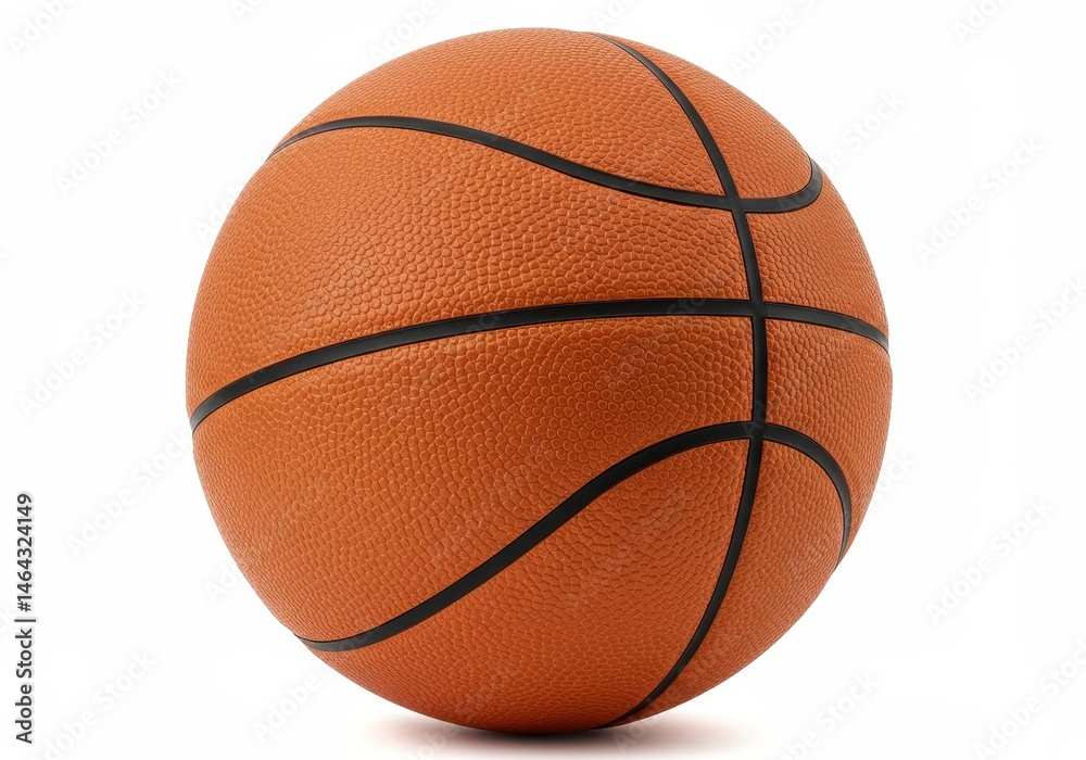 Fototapeta premium Close up of an orange basketball with black lines on a white background