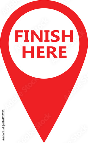 Finish here red icon banner design. Finish here symbol. banner finish here sign. flat style.