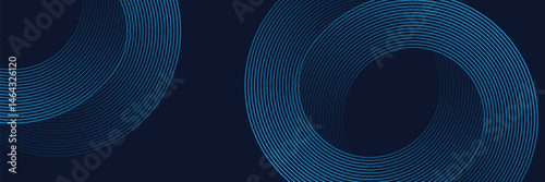 3D blue techno abstract background overlap layer on dark space with circle stripes shape decoration