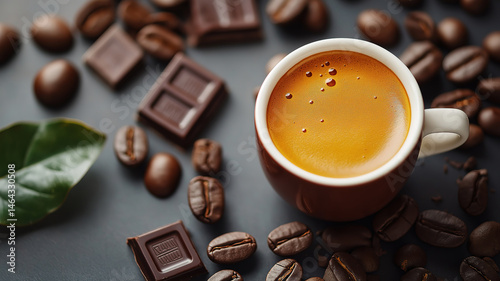 Minimal styled coffee and chocolate scene captured with balanced lighting and refined simplicity