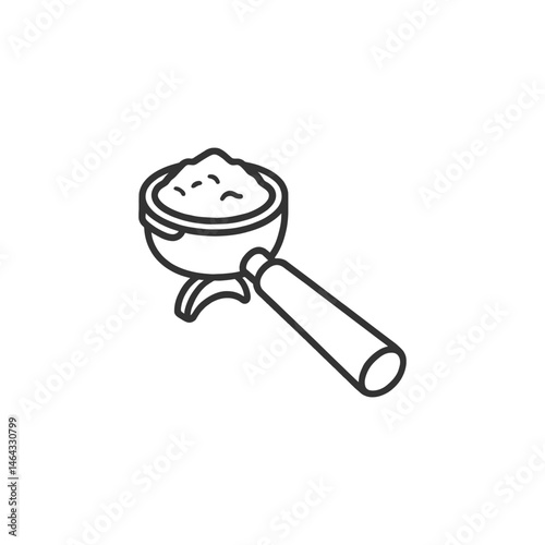 Outline icon of portafilter with ground coffee