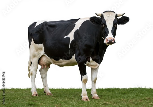 Wallpaper Mural Holstein cow standing on green grass with a white background, showcasing its black and white markings Torontodigital.ca