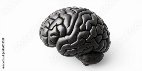  a human brain on the right side, set against a clean, white background 