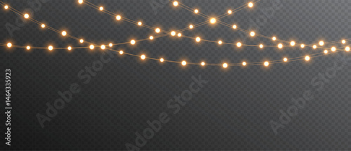 Vector Christmas lights on a transparent background. Christmas light PNG. Set of Christmas glowing garlands. For advertising invitations, web banners, postcards. Vector. Christmas decoration, LED lamp