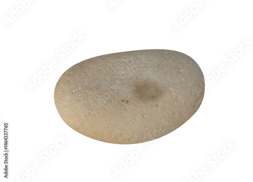 Stone isolated background, Brown Sea pebble with texture surface ,Top view Rock sea from beach, Single Cobblestone.Element Concept for Zen,Spa,Cosmetic Advertising