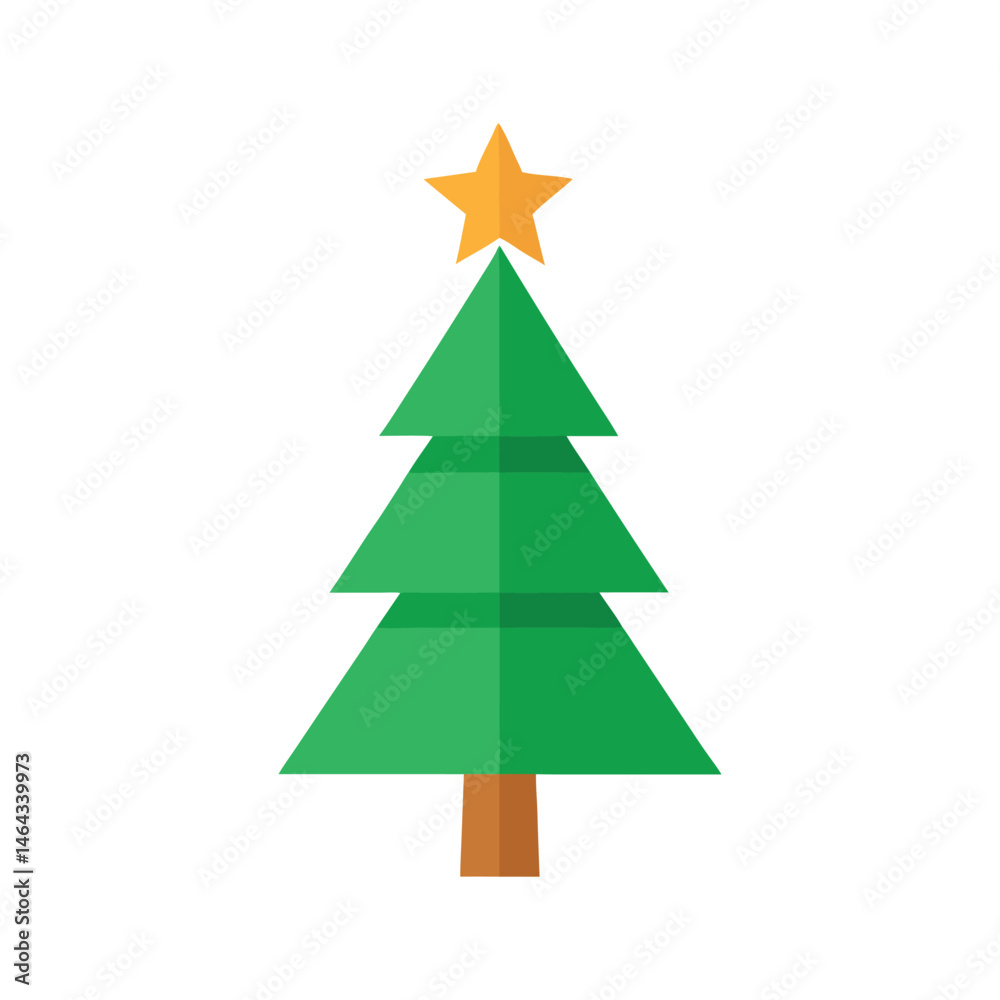 Green Christmas Tree Gold Star Minimal Vector Green Christmas Tree Gold Star Minimal Vector
