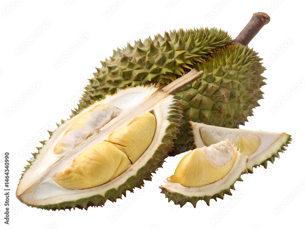 Fototapeta premium Durian fruits on isolated white background, Clipping path